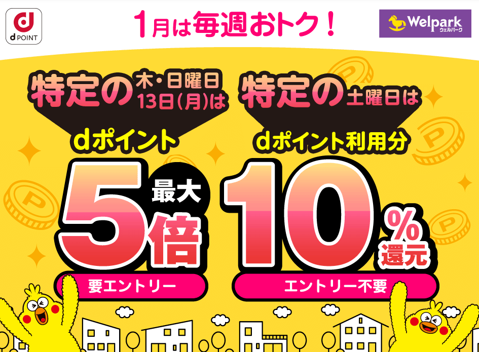 【dポイントクラブ】ウェルパーク｜毎週開催！dポイント3倍、5倍・10％還元 – キャンペーン