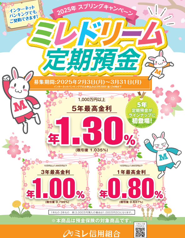 ミレドリーム定期預金 | 新規限定 | ミレ信用組合