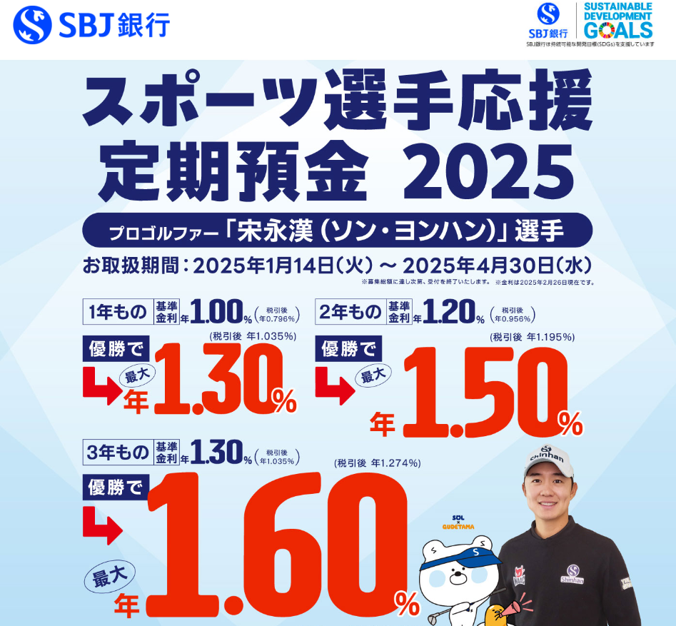 スポーツ選手応援定期預金2025｜SBJ銀行