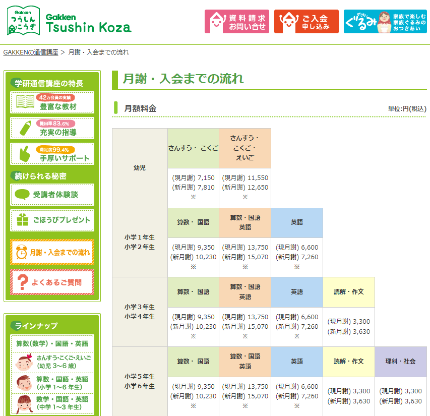 月謝・入会までの流れ(カード引き落とし)-学研通信講座｜学研教室【幼児・小学生・中学生向け学習教室】