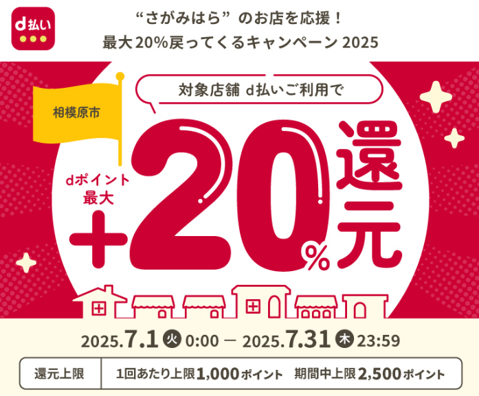 さがみはらのお店を応援！最大20％戻ってくるキャンペーン 2025 | d払い