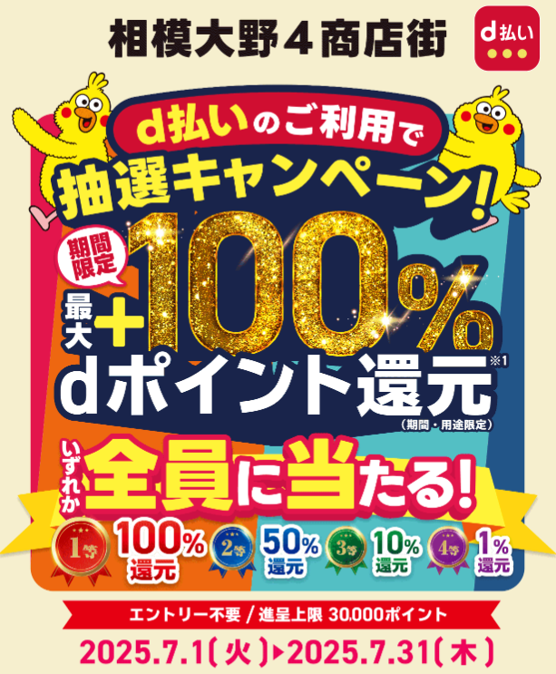 相模大野４商店街限定！！d払いでお得にお買い物を楽しもうキャンペーン｜d払い - かんたん、便利なスマホ決済