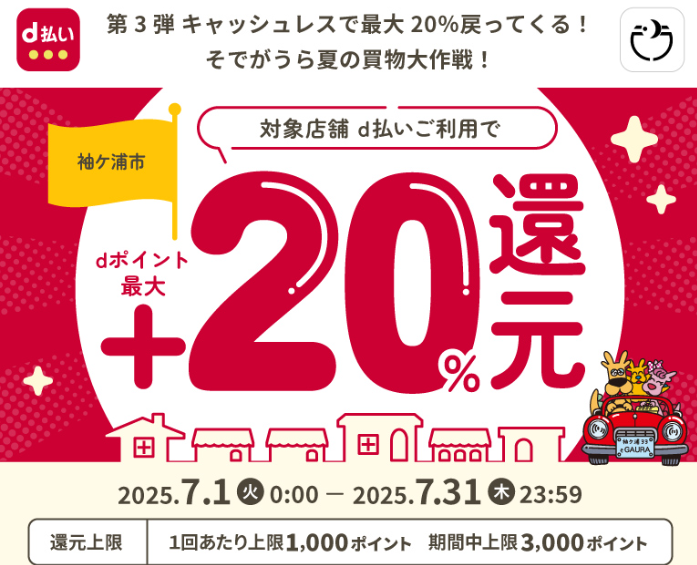 第3弾 キャッシュレスで最大20％戻ってくる！そでがうら夏の買物大作戦！ | d払い