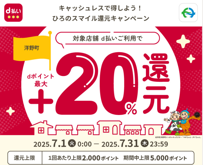 キャッシュレスで得しよう！ひろのスマイル還元キャンペーン| d払い